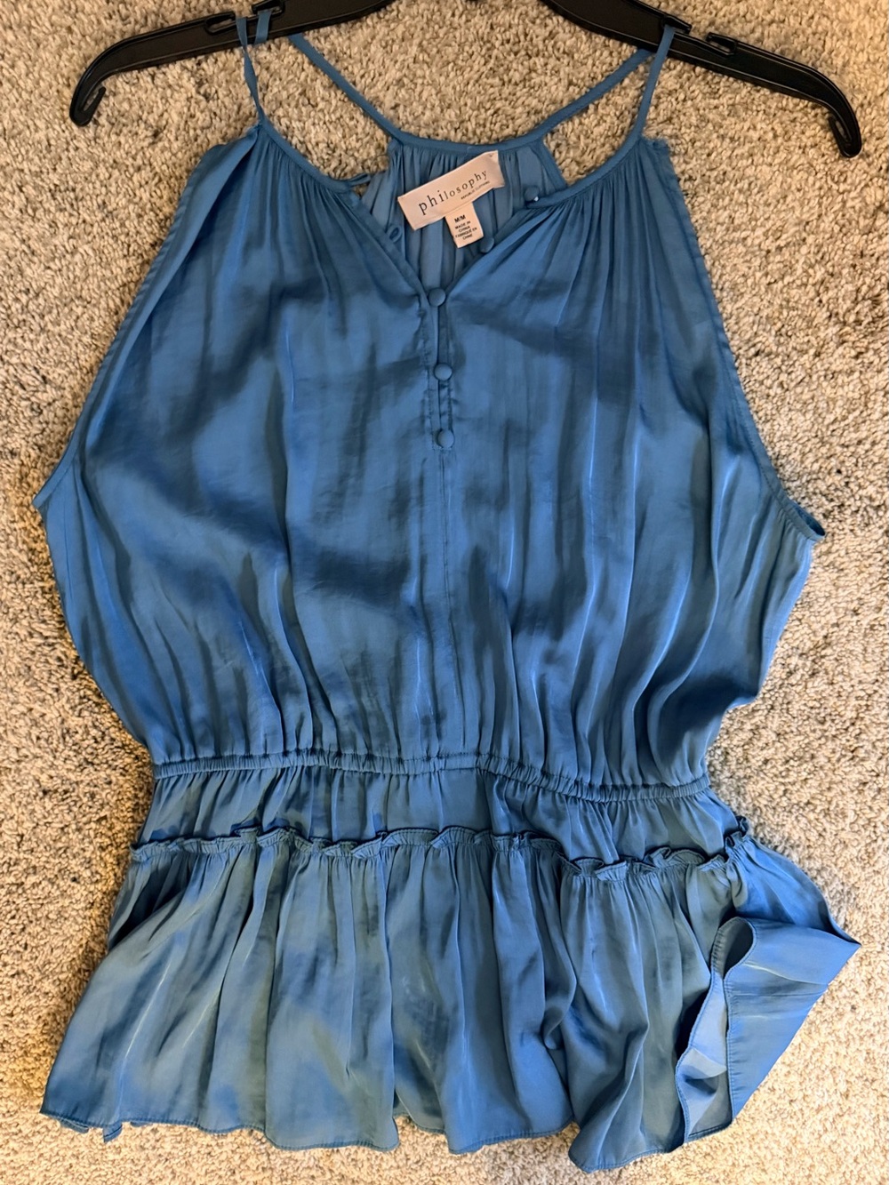 Philosophy Teal-Blue Spaghetti Strap Peplum Camisole